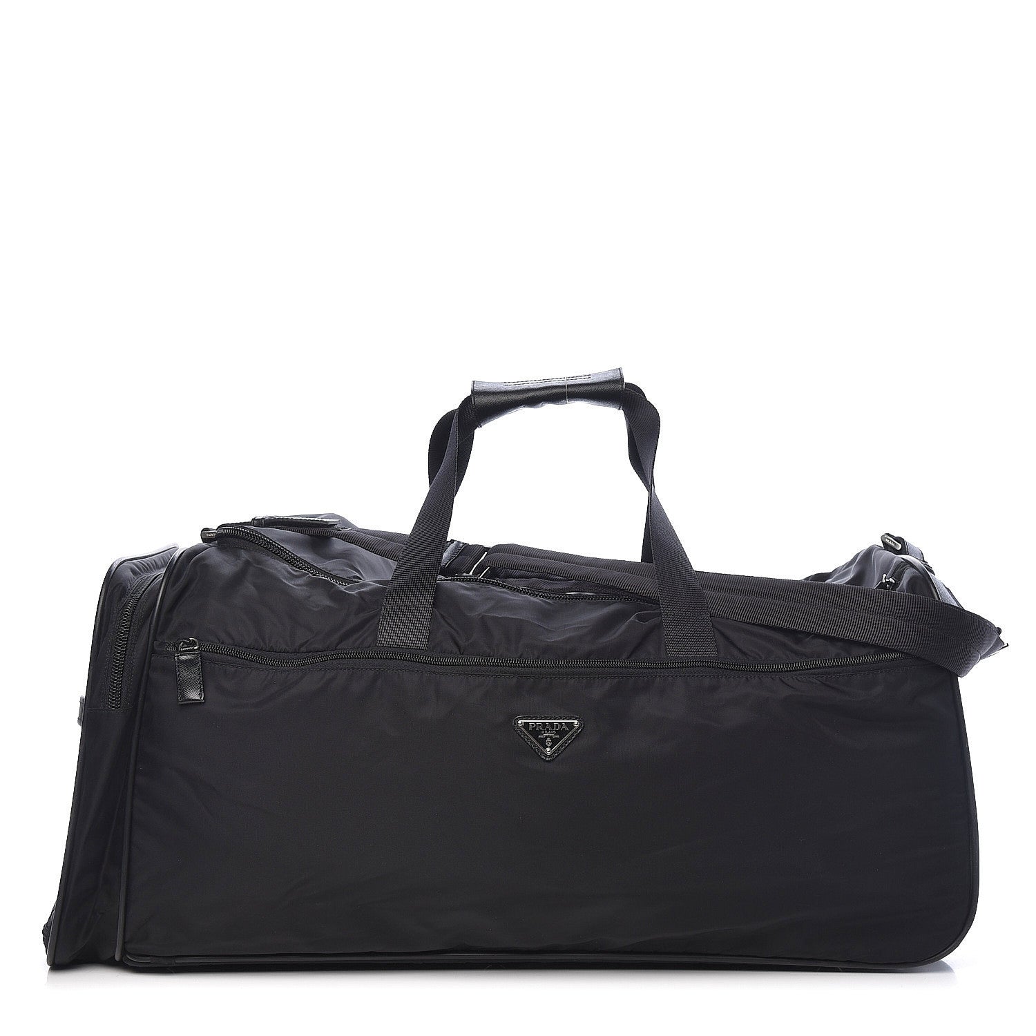 Prada Tessuto Nylon Saffiano Rolling Duffle Black 1 of 18