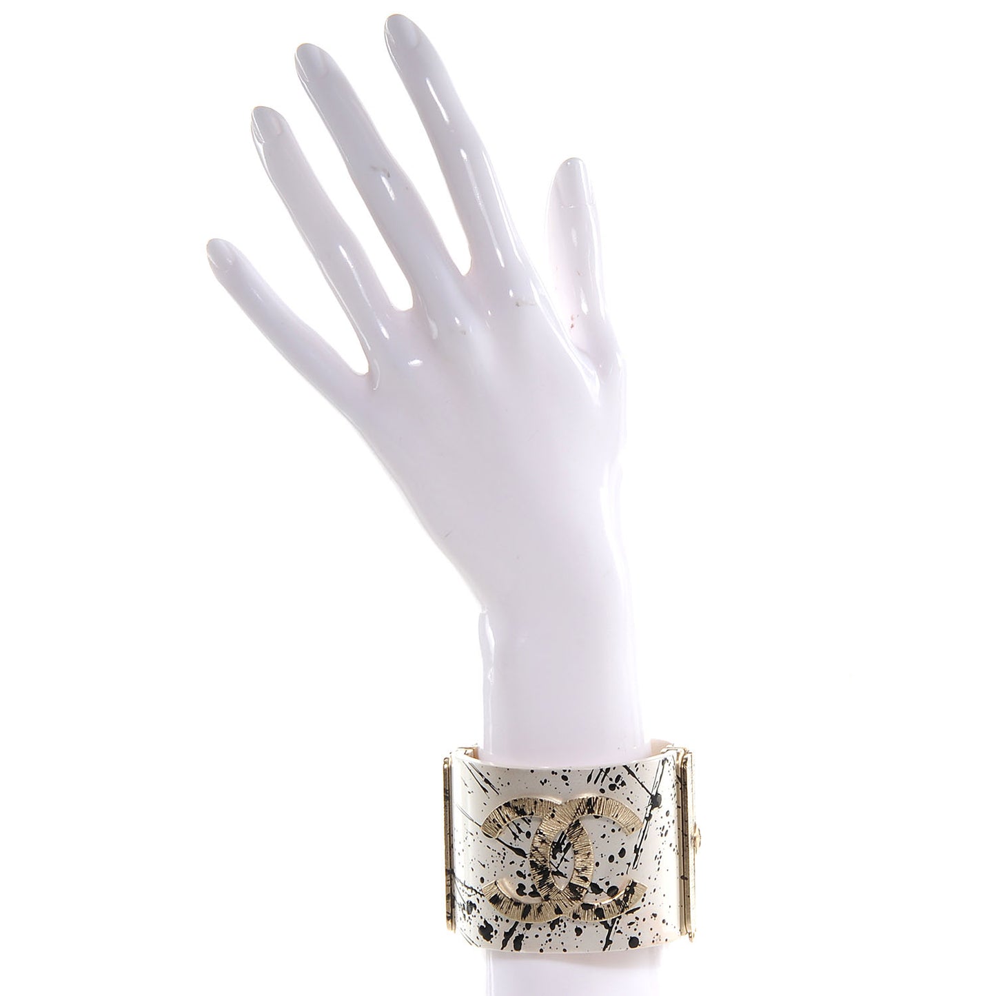 Matte Jackson Pollock Splattered Paint Cuff Ivory CC