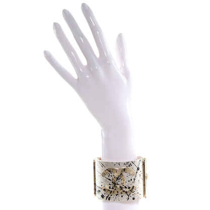 Chanel Matte Jackson Pollock Splattered Paint Cuff Ivory CC 2 of 6