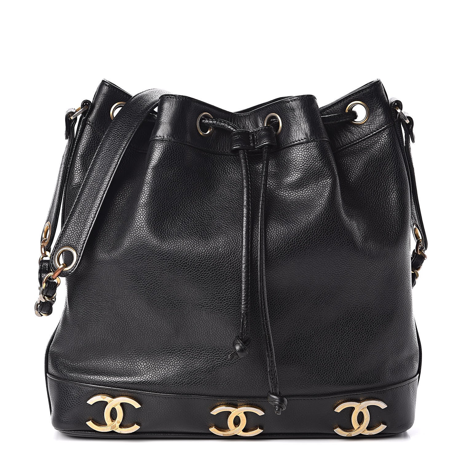Chanel Caviar CC Drawstring Shoulder Bag Black 1 of 18