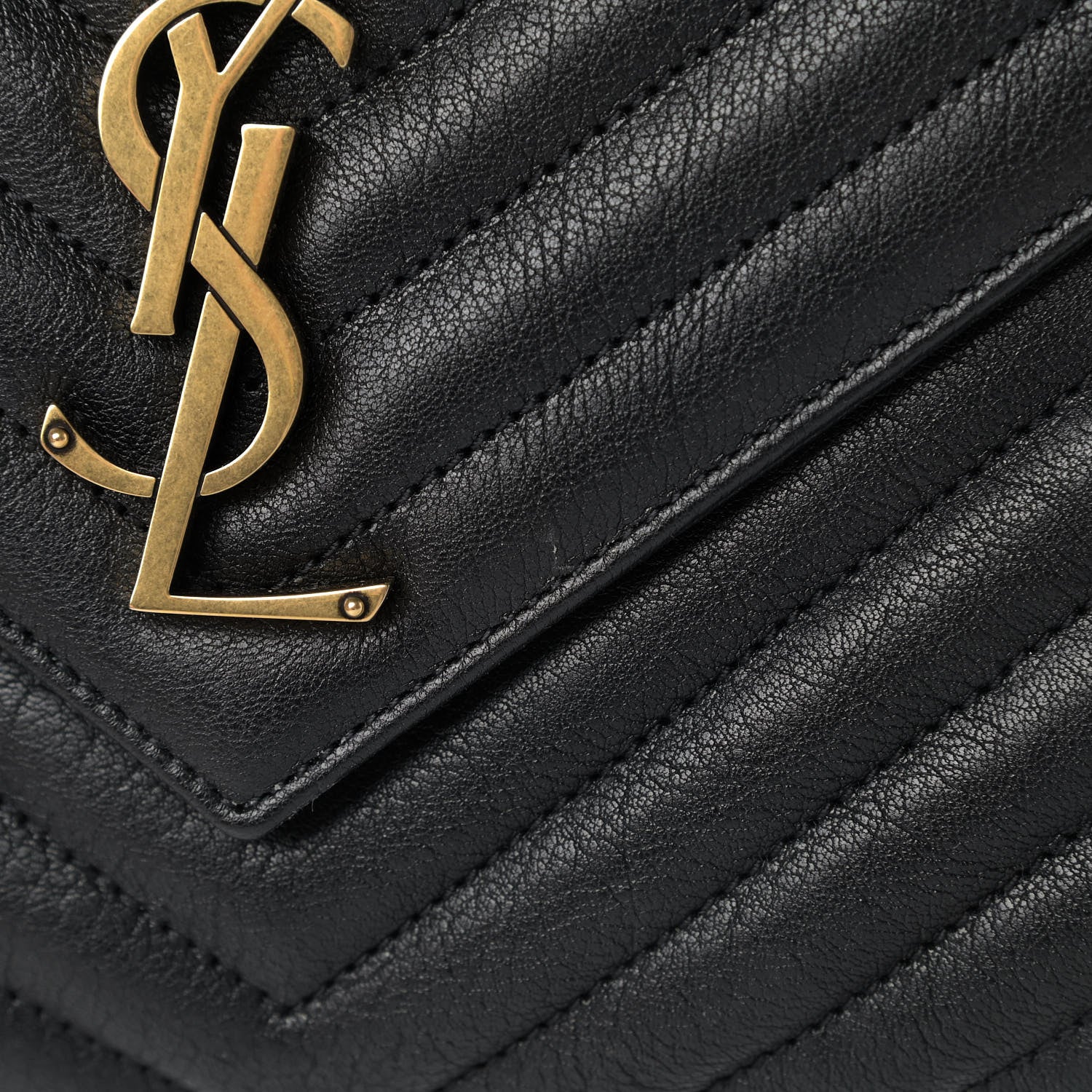 Saint Laurent Sheepskin Matelasse Chevron Monogram Large College Satchel Black 5 of 5