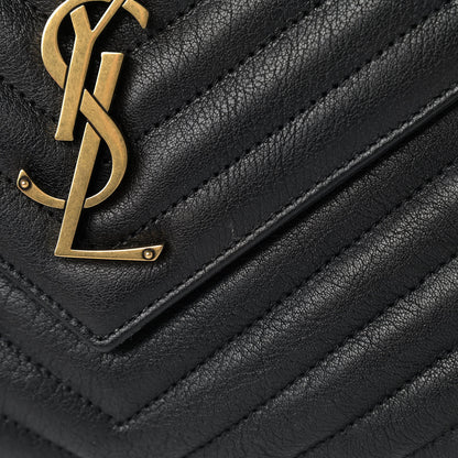 Saint Laurent Sheepskin Matelasse Chevron Monogram Large College Satchel Black 5 of 5