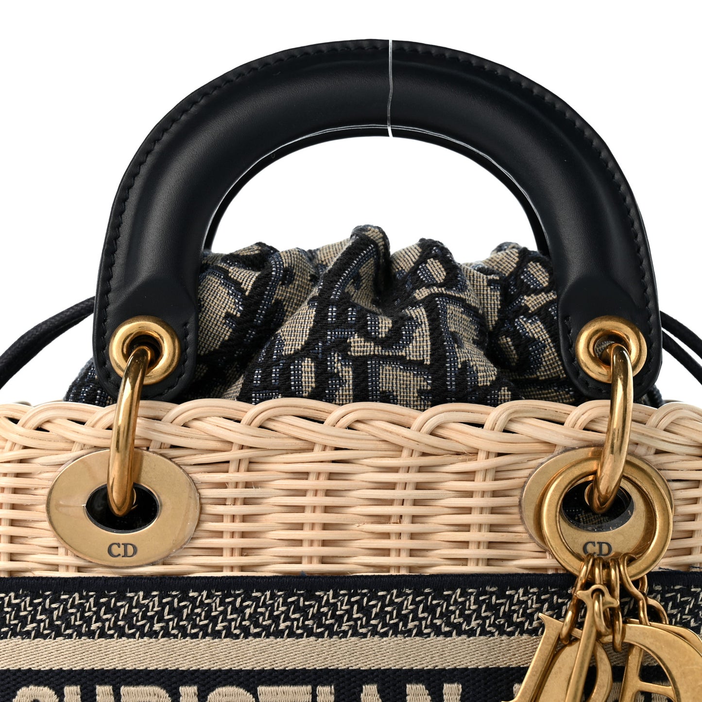 Wicker Oblique Mini Lady Dior Bag Blue