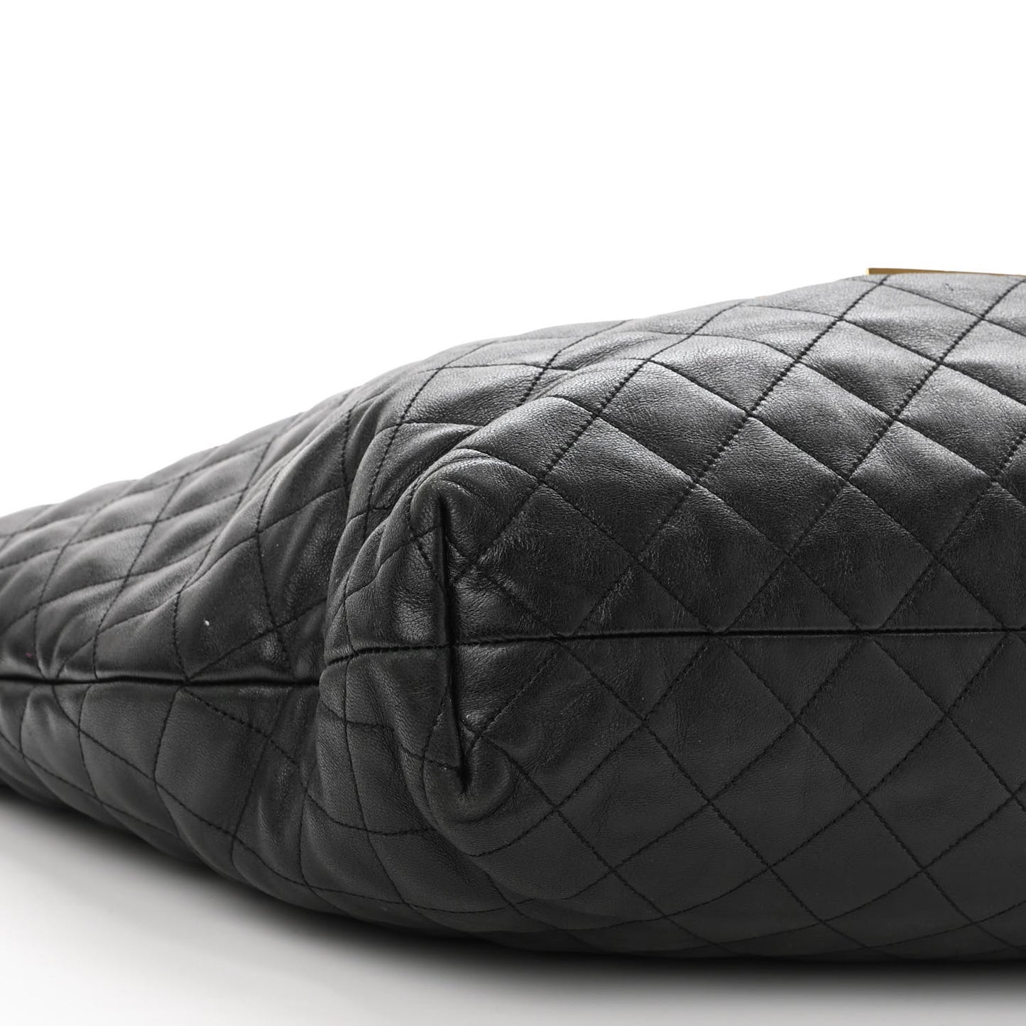 Lambskin Quilted Maxi Icare Shopping Tote Black