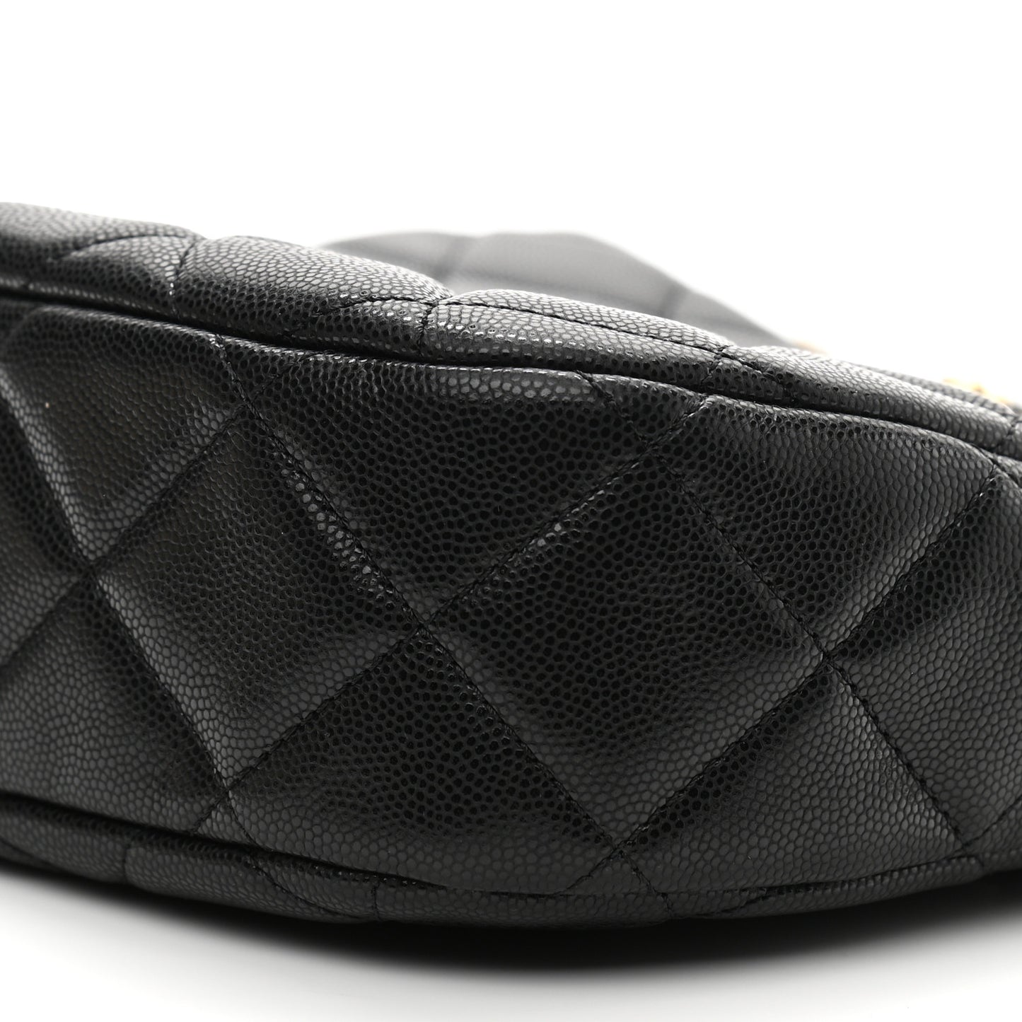 Caviar Quilted Twist Your Buttons Hobo Black