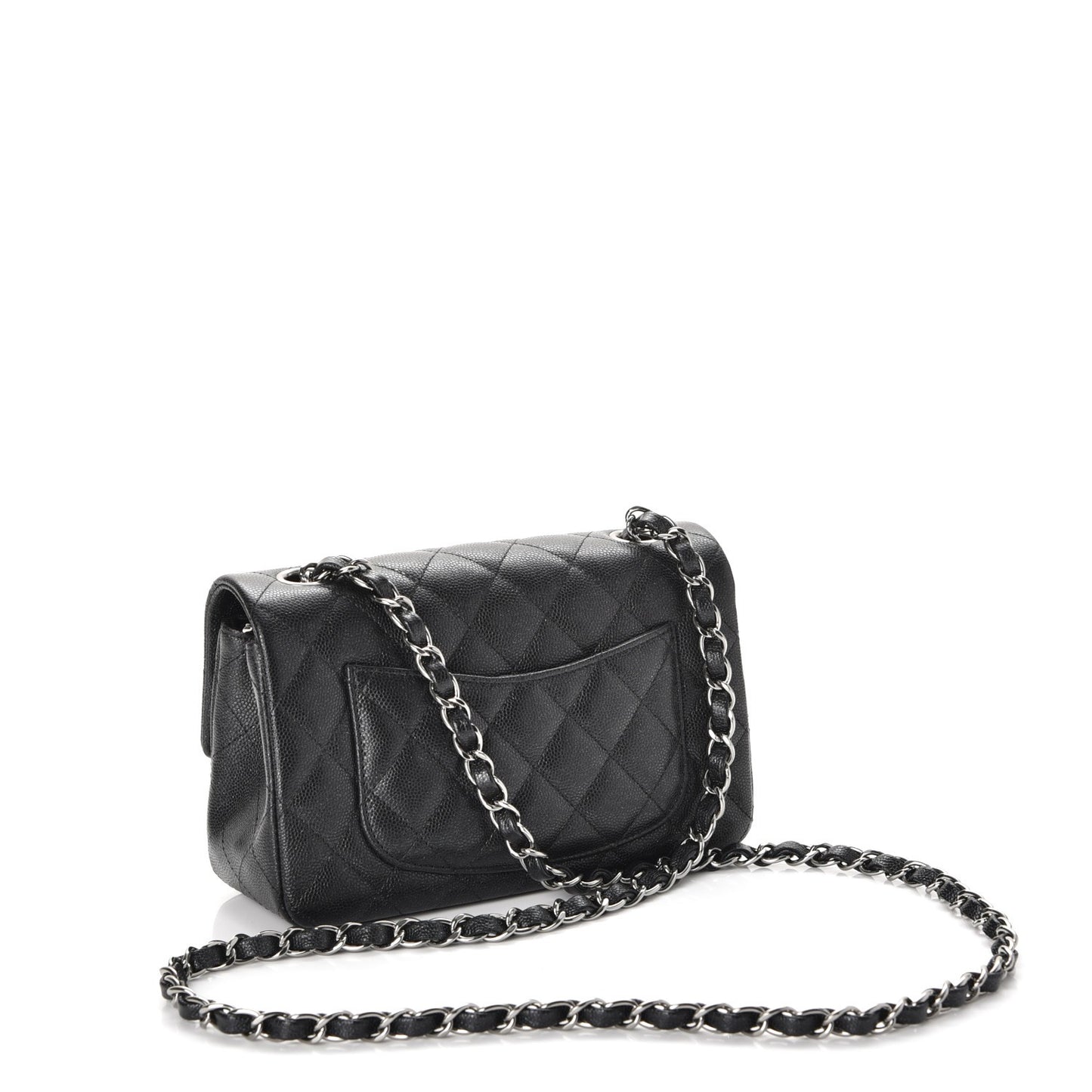 Iridescent Caviar Quilted Mini Rectangular Flap Black