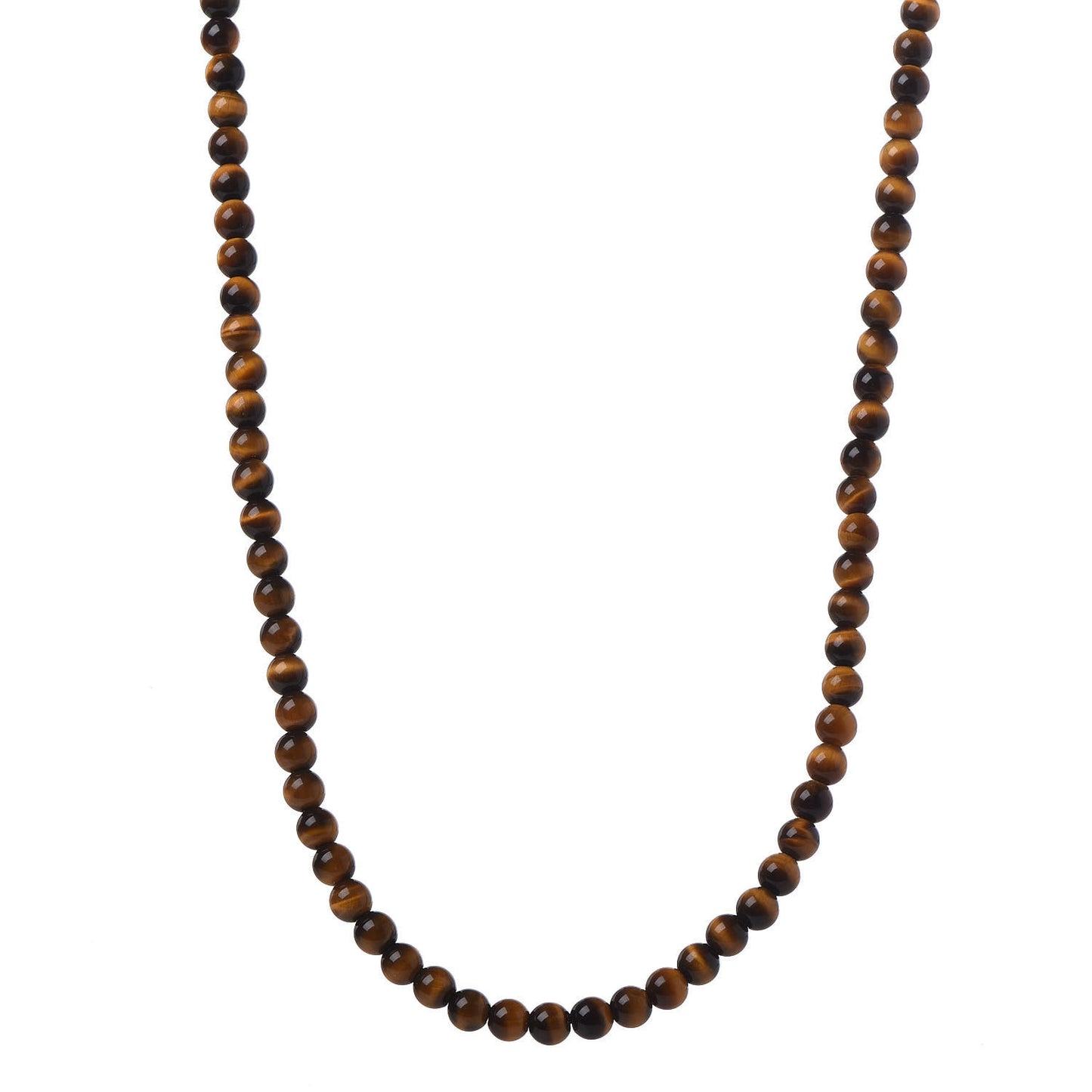 Sterling Silver Tigers Eye 5mm Spiritual Beads Necklace
