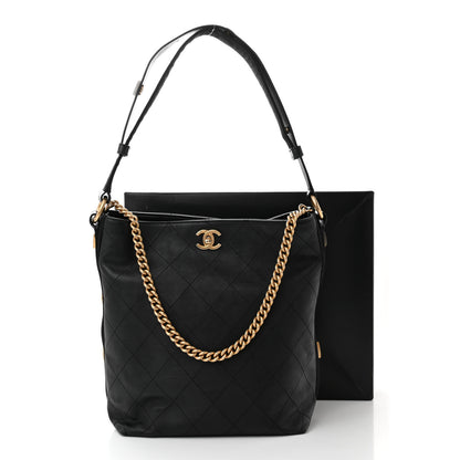 Chanel Calfskin Stitched Large Button Up Hobo Black 11 of 11