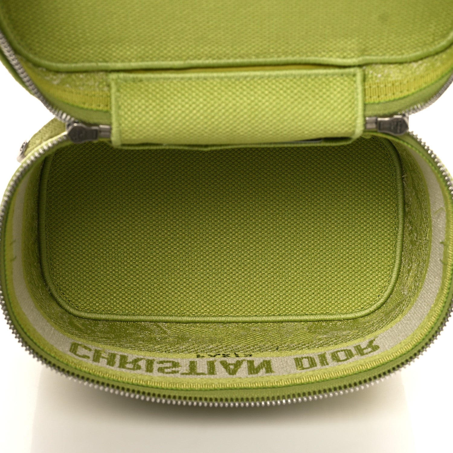 Christian Dior Canvas Embroidered Toile De Jouy Small Travel Vanity Case Green 4 of 5