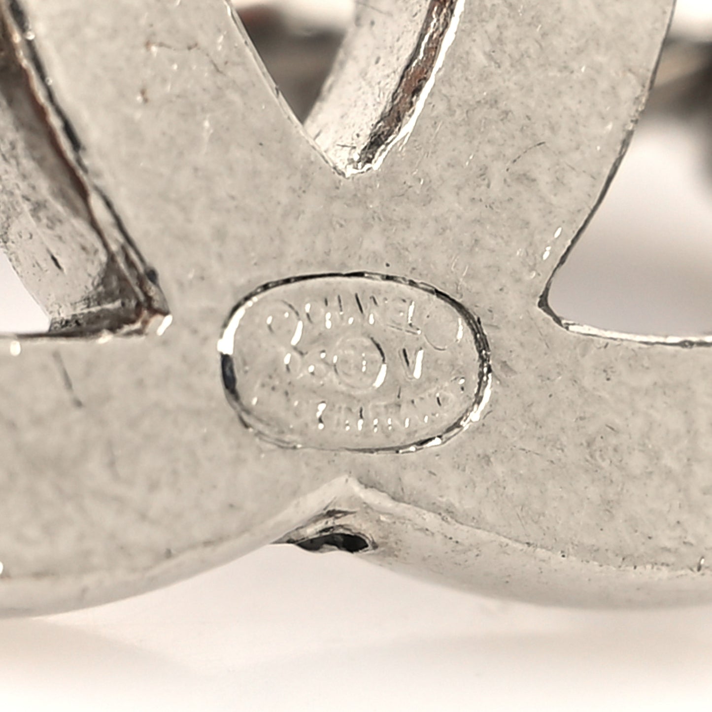 Enamel CC Chain Logo Belt Silver Black