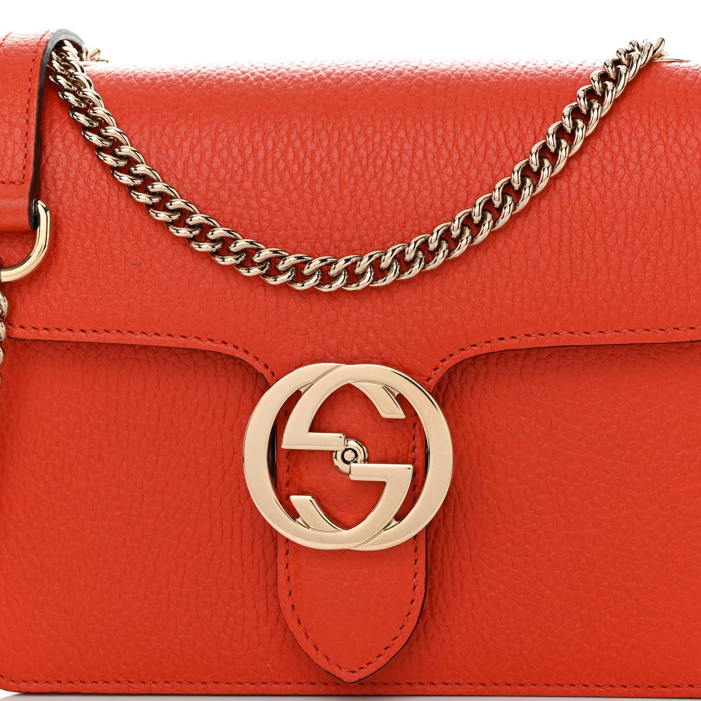 Dollar Calfskin Small Interlocking G Shoulder Bag Sun Orange