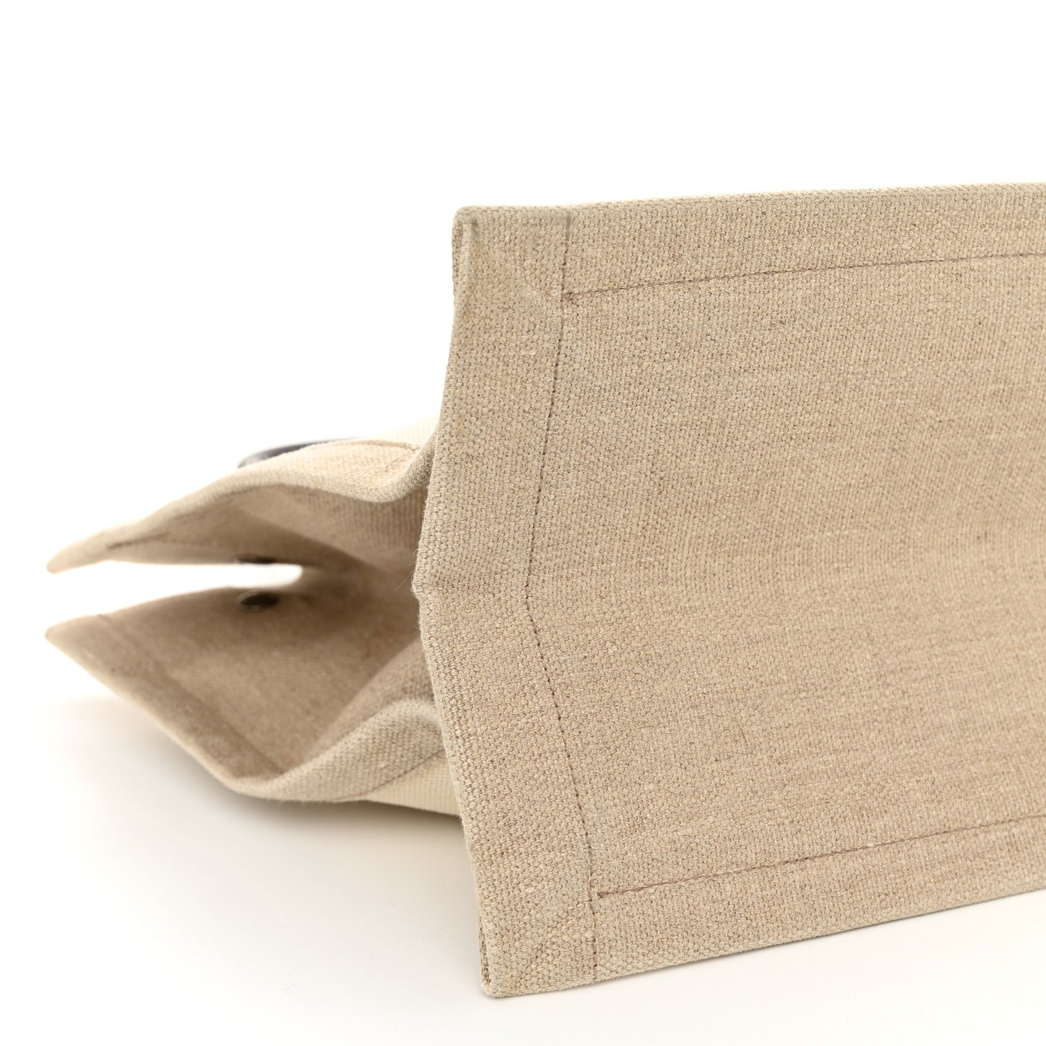 Saint Laurent Linen Calfskin Small Rive Gauche Tote Greggio Natural 9 of 12