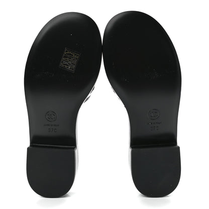 Chanel Lambskin Embroidered CC Mule Sandal 37 Black White 5 of 8