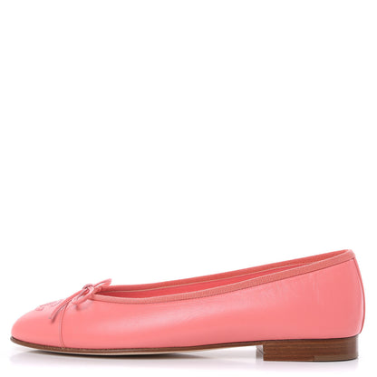 Chanel Goatskin Cap Toe CC Ballerina Flats 37.5 Pink 1 of 9