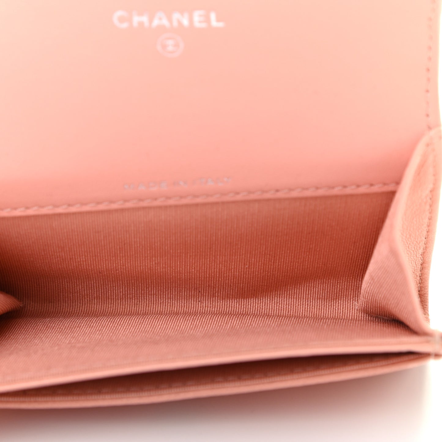 Goatskin Camellia Embossed Card Holder Wallet Pink