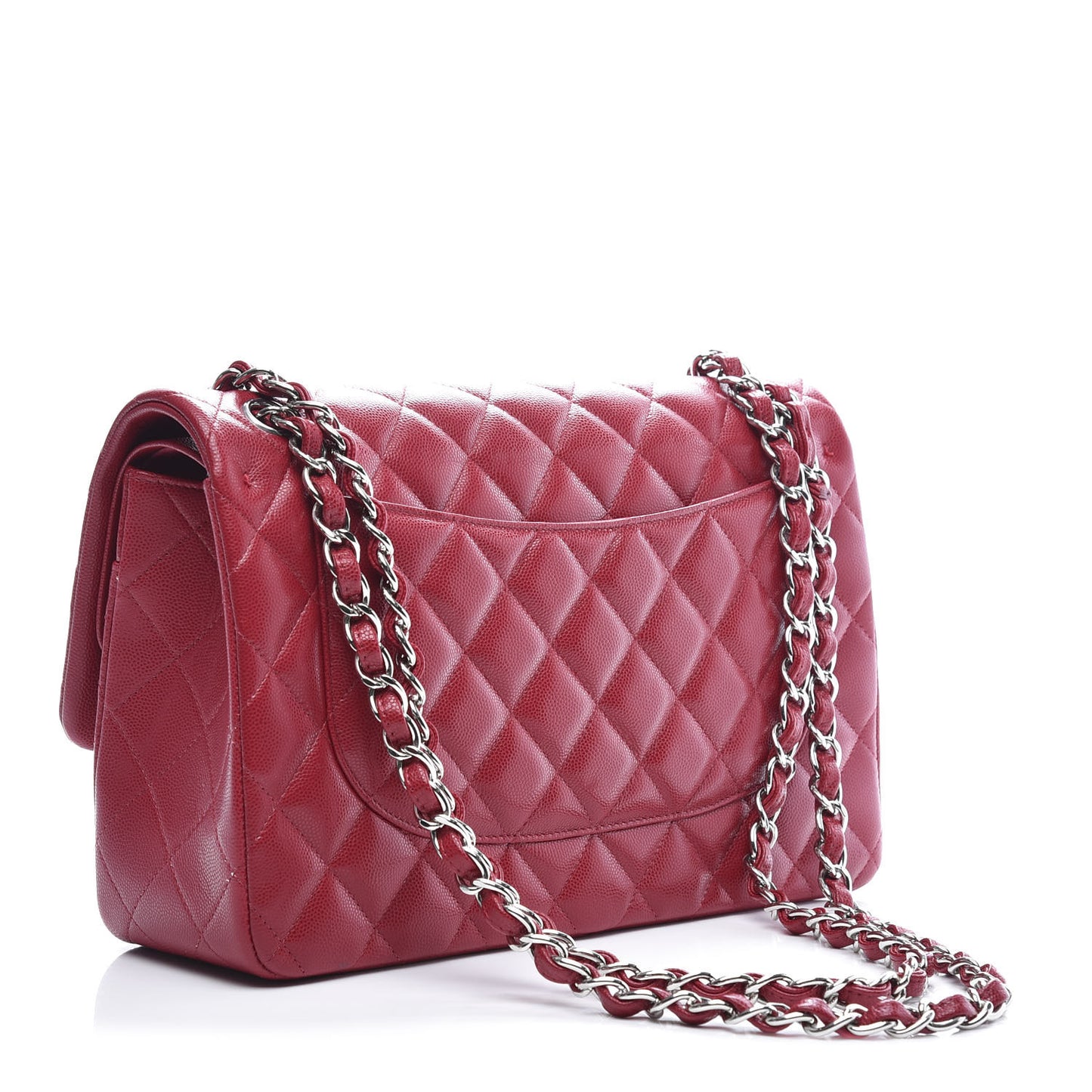 Caviar Quilted Jumbo Double Flap Red