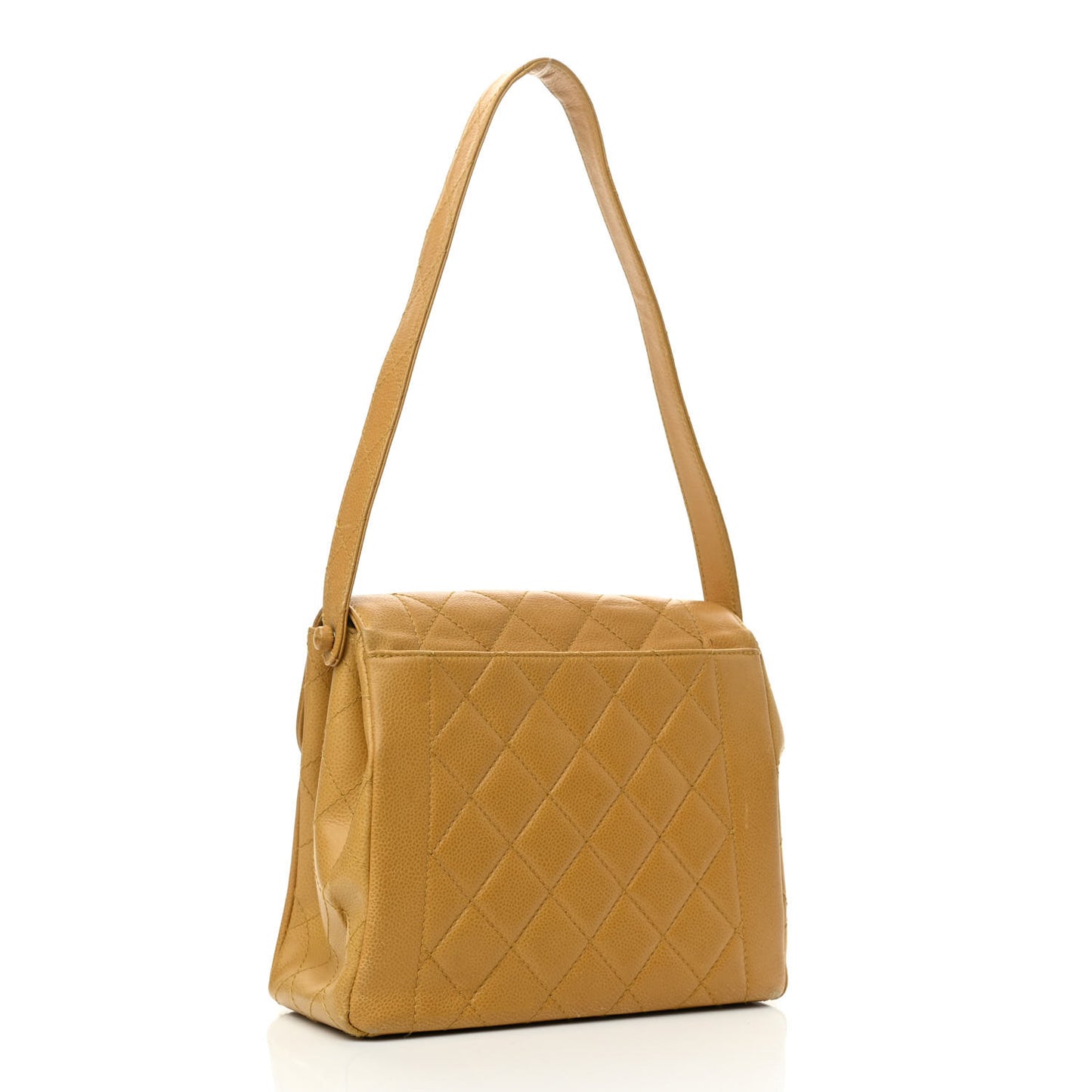 Caviar Quilted Small Single Flap Yellow