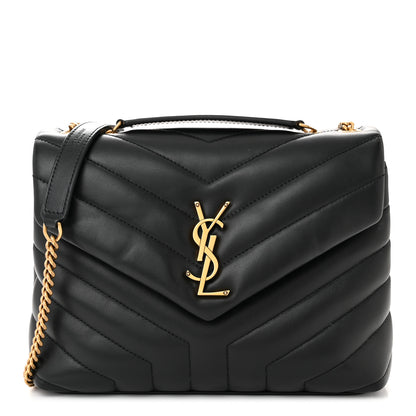 Saint Laurent Calfskin Y Quilted Monogram Small Loulou Chain Satchel Black 1 of 11