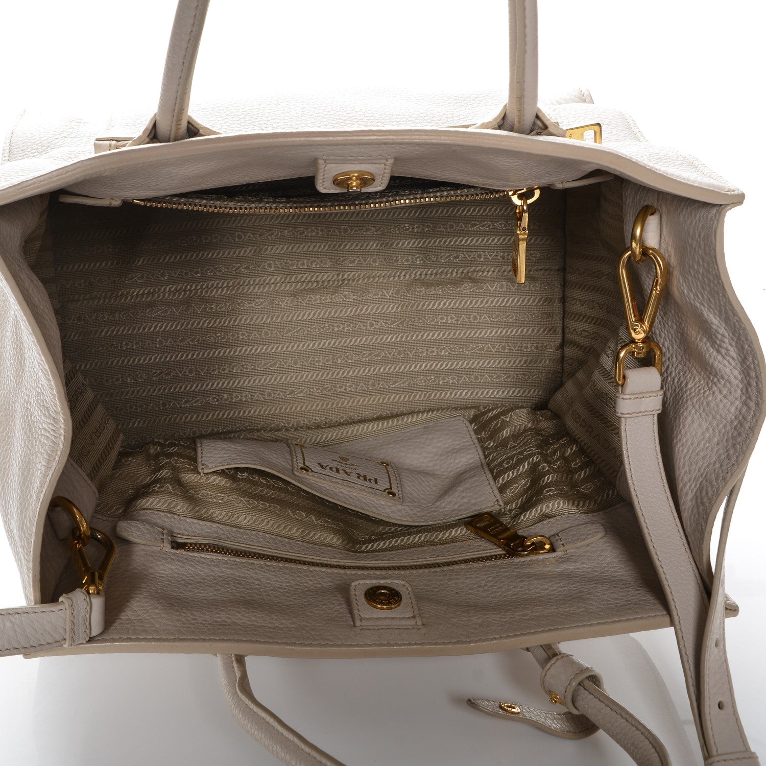 Prada Vitello Daino Shopping Tote Talco 5 of 9