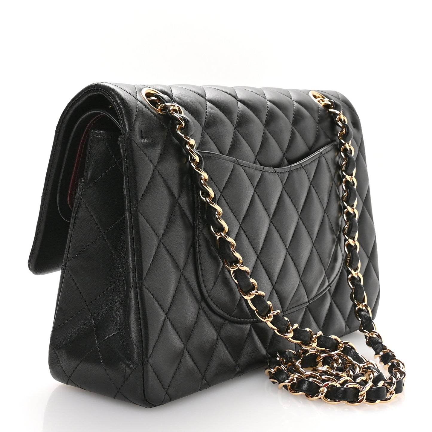 Lambskin Quilted Medium Double Flap Black