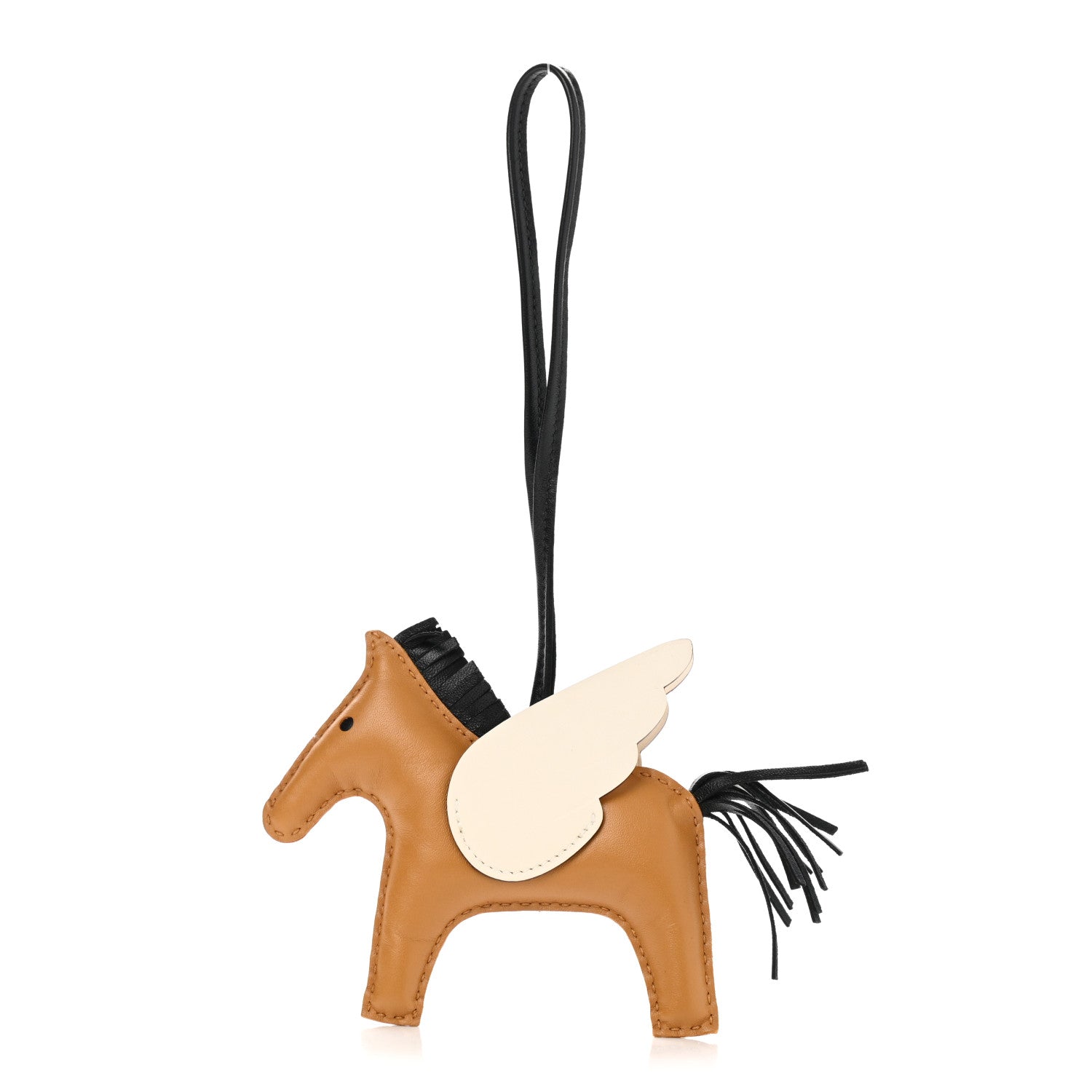 Hermes Milo Lambskin Grigri Rodeo Pegase Horse Bag Charm MM Sesame Black Nata 1 of 5
