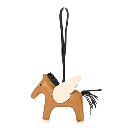 Hermes Milo Lambskin Grigri Rodeo Pegase Horse Bag Charm MM Sesame Black Nata 1 of 5