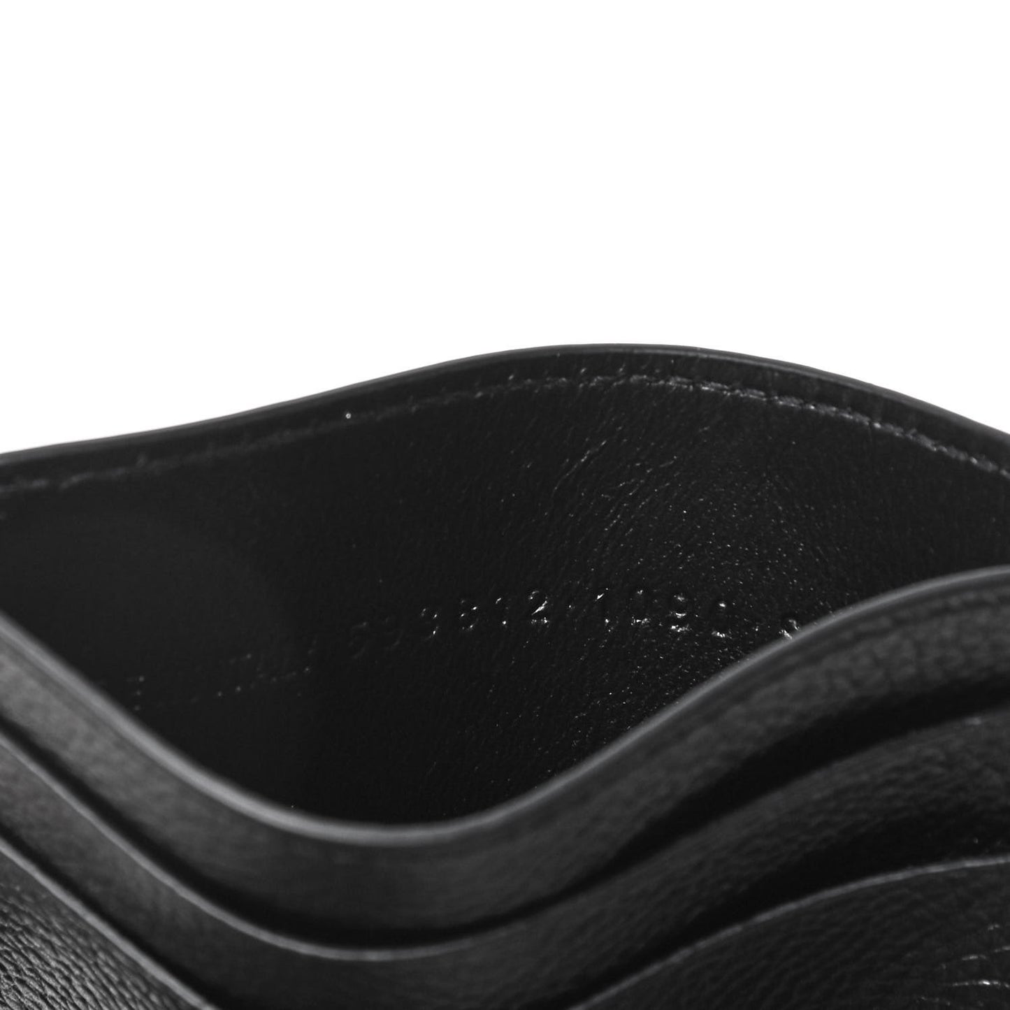 Grained Calfskin Logo Cash Rounded Card Holder Black White