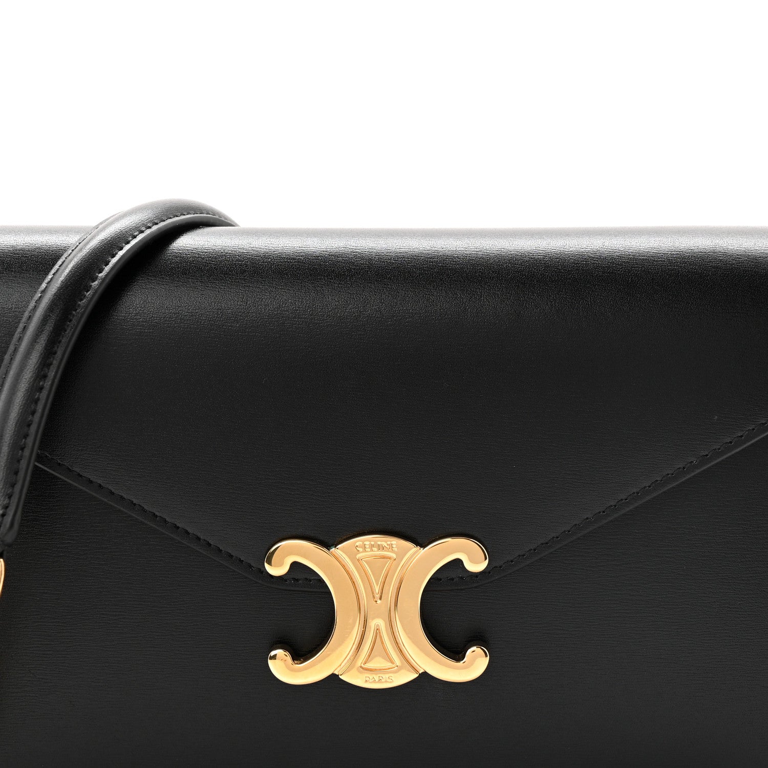 Celine Shiny Calfskin Triomphe Margo Wallet on Chain Black 8 of 11