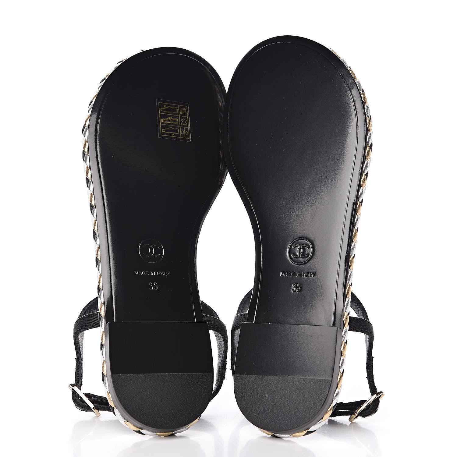 Chanel Grosgrain Chain Thong Sandals 35 Black 5 of 9