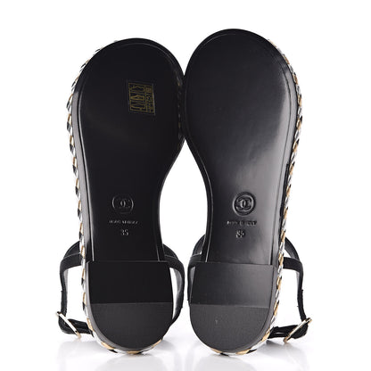 Chanel Grosgrain Chain Thong Sandals 35 Black 5 of 9