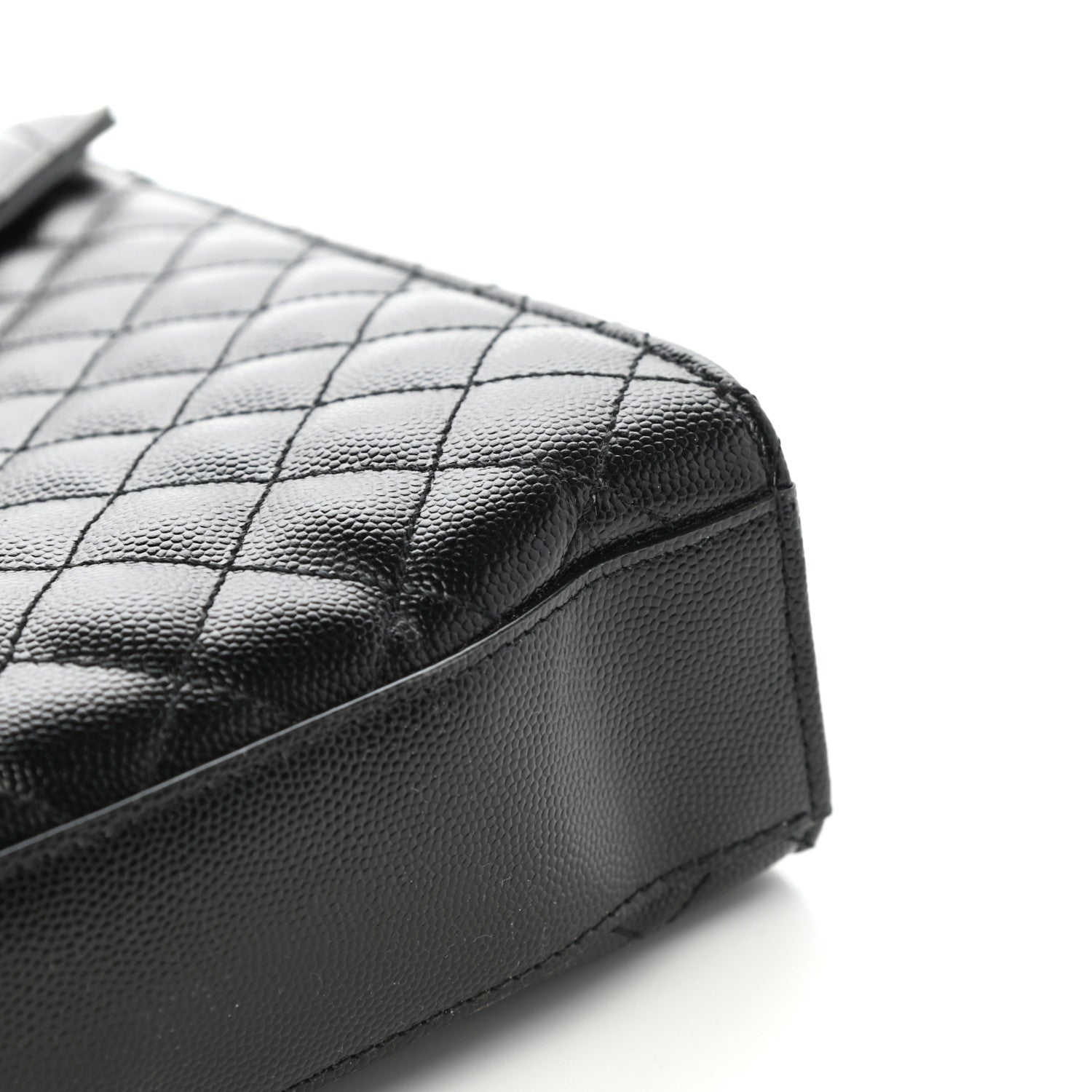 Saint Laurent Grain De Poudre Textured Mixed Matelasse Large Triquilt Monogram Monochrome Satchel Black 11 of 11