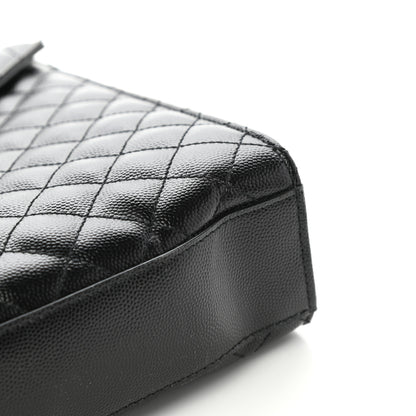 Saint Laurent Grain De Poudre Textured Mixed Matelasse Large Triquilt Monogram Monochrome Satchel Black 11 of 11