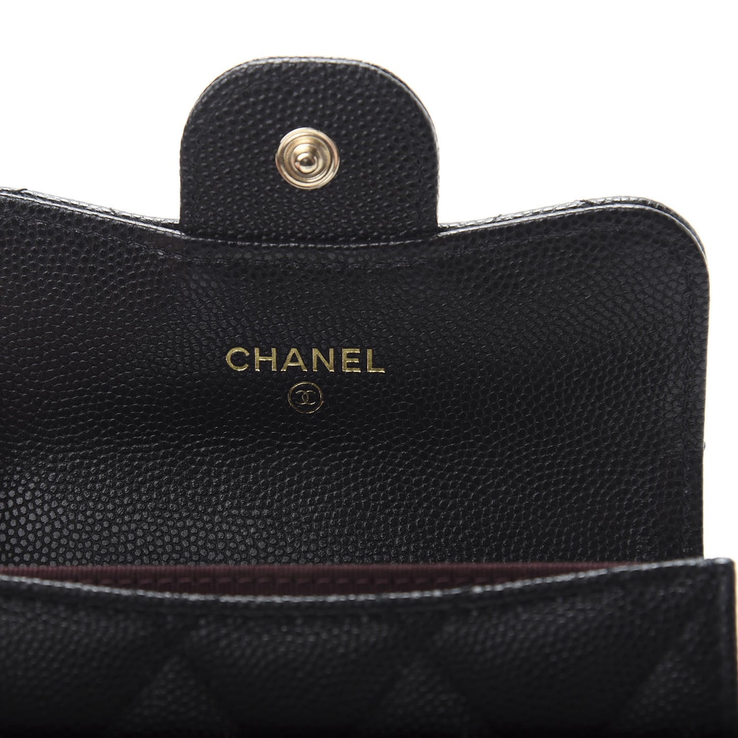 Caviar Quilted Flap Card Holder Chain Wristlet Black
