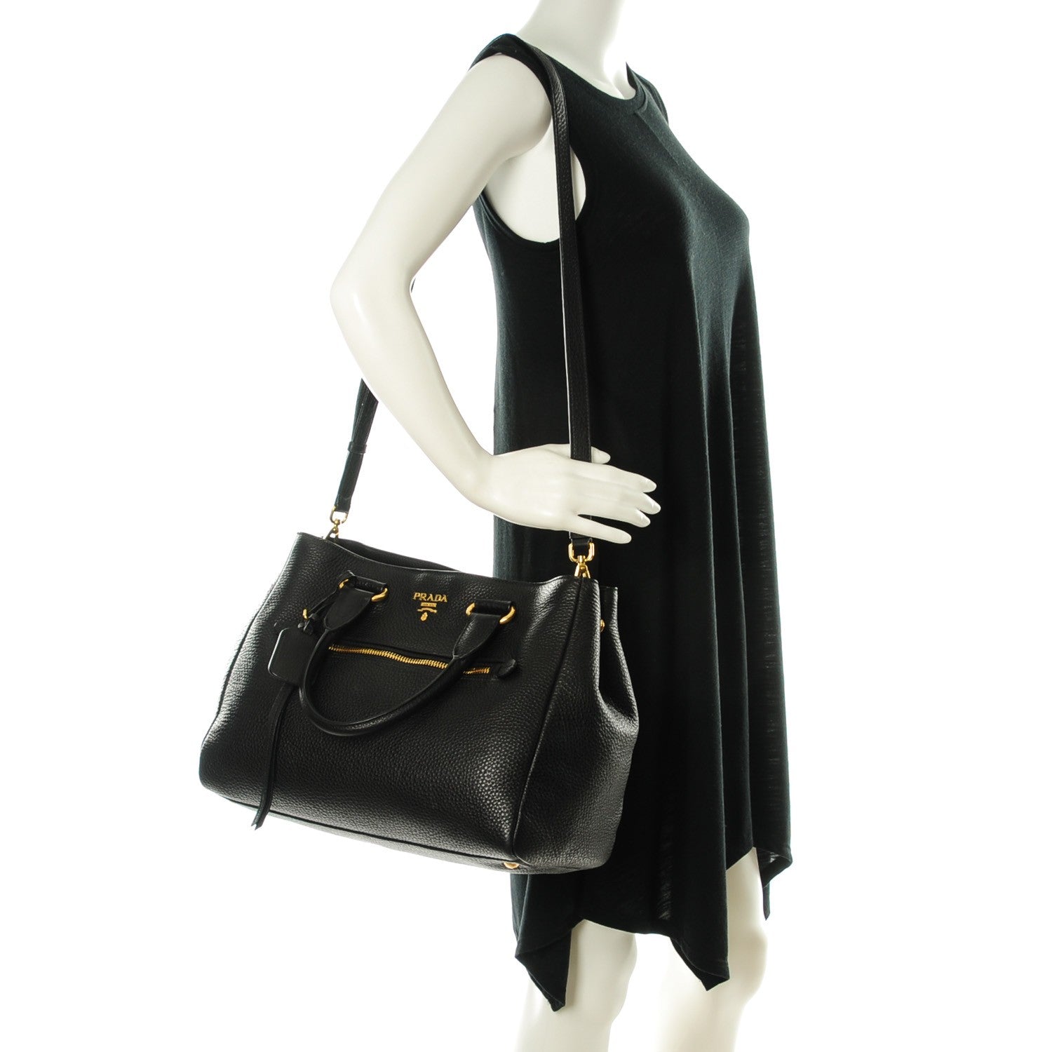 Prada Vitello Daino Tote Nero Black 2 of 8
