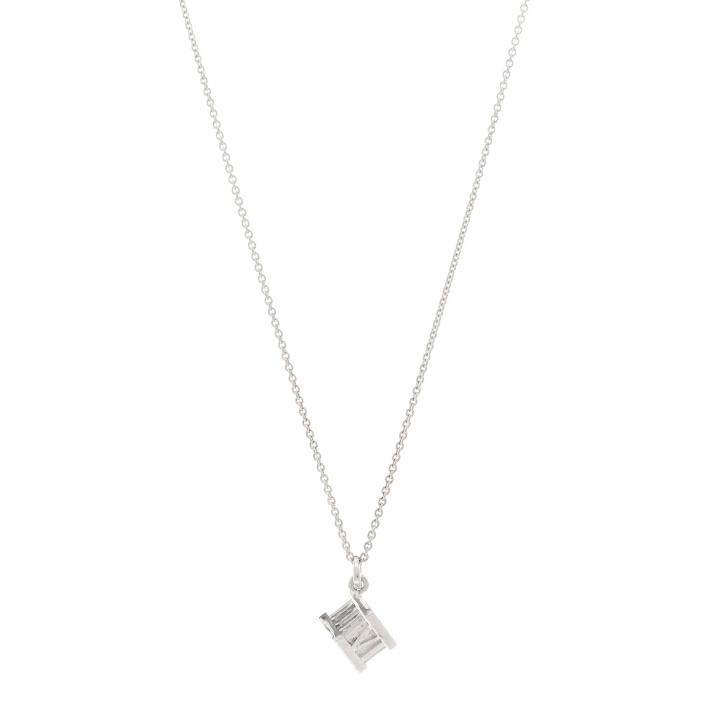 Sterling Silver Atlas Cube Pendant Necklace