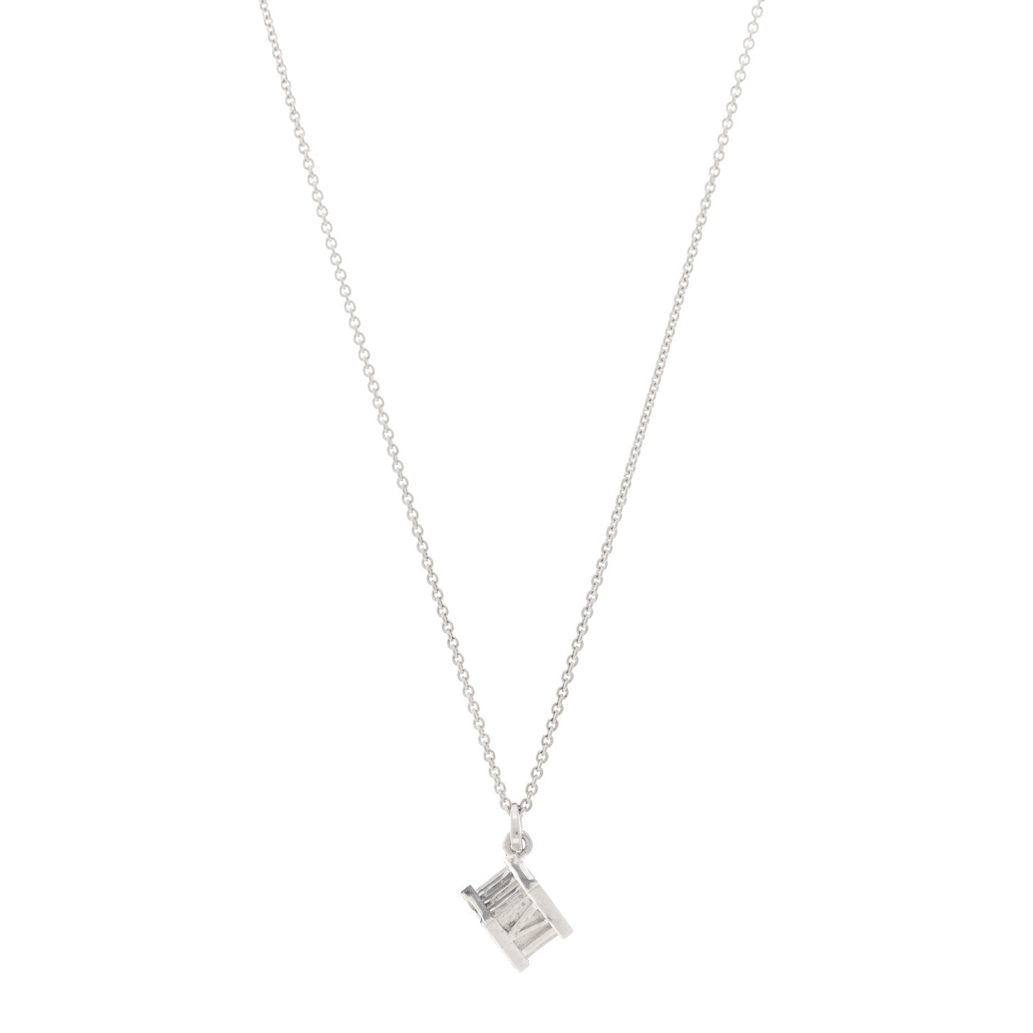 Tiffany Sterling Silver Atlas Cube Pendant Necklace 1 of 4