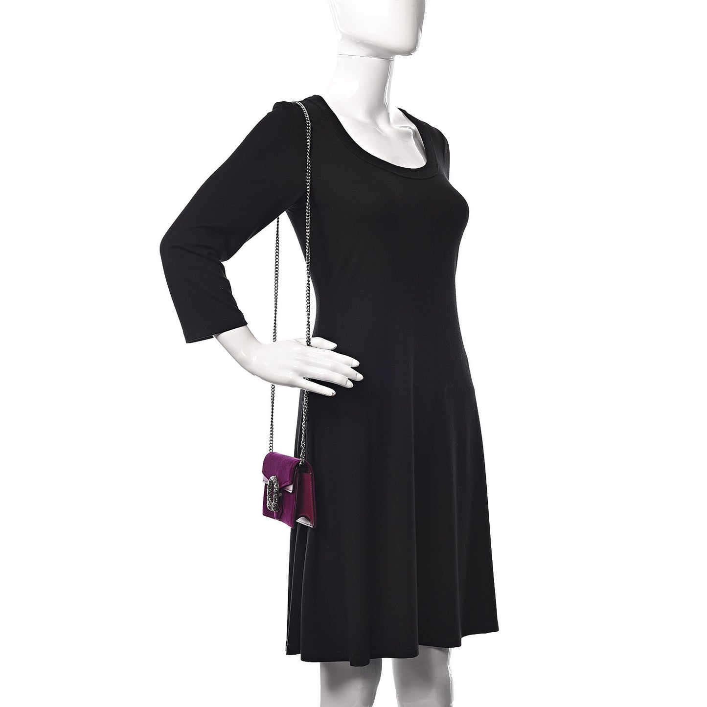 Velvet Super Mini Dionysus Shoulder Bag Fuchsia Violet Cyclamen