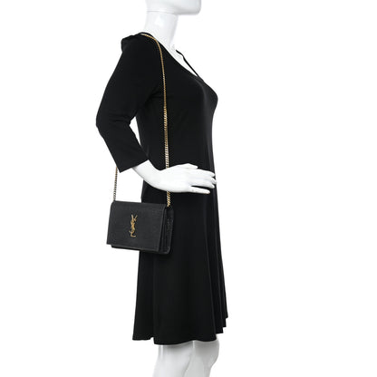 Saint Laurent Glitter Monogram Chain Wallet Black 2 of 10