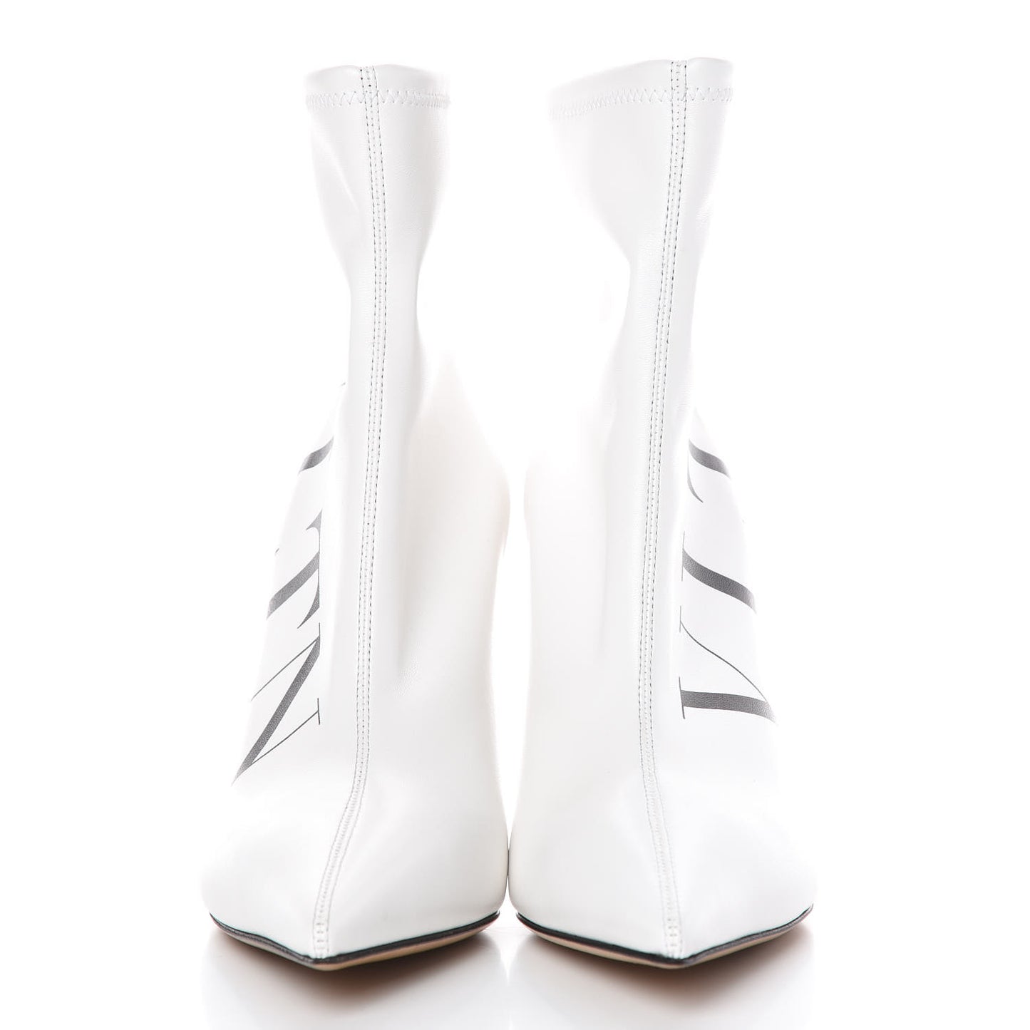 Eco Leather VLTN 100mm Sock Booties 36.5 White Black