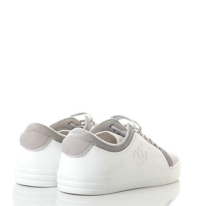 Chanel Calfskin Velvet Womens CC Sneakers 41.5 White Silver 4 of 9