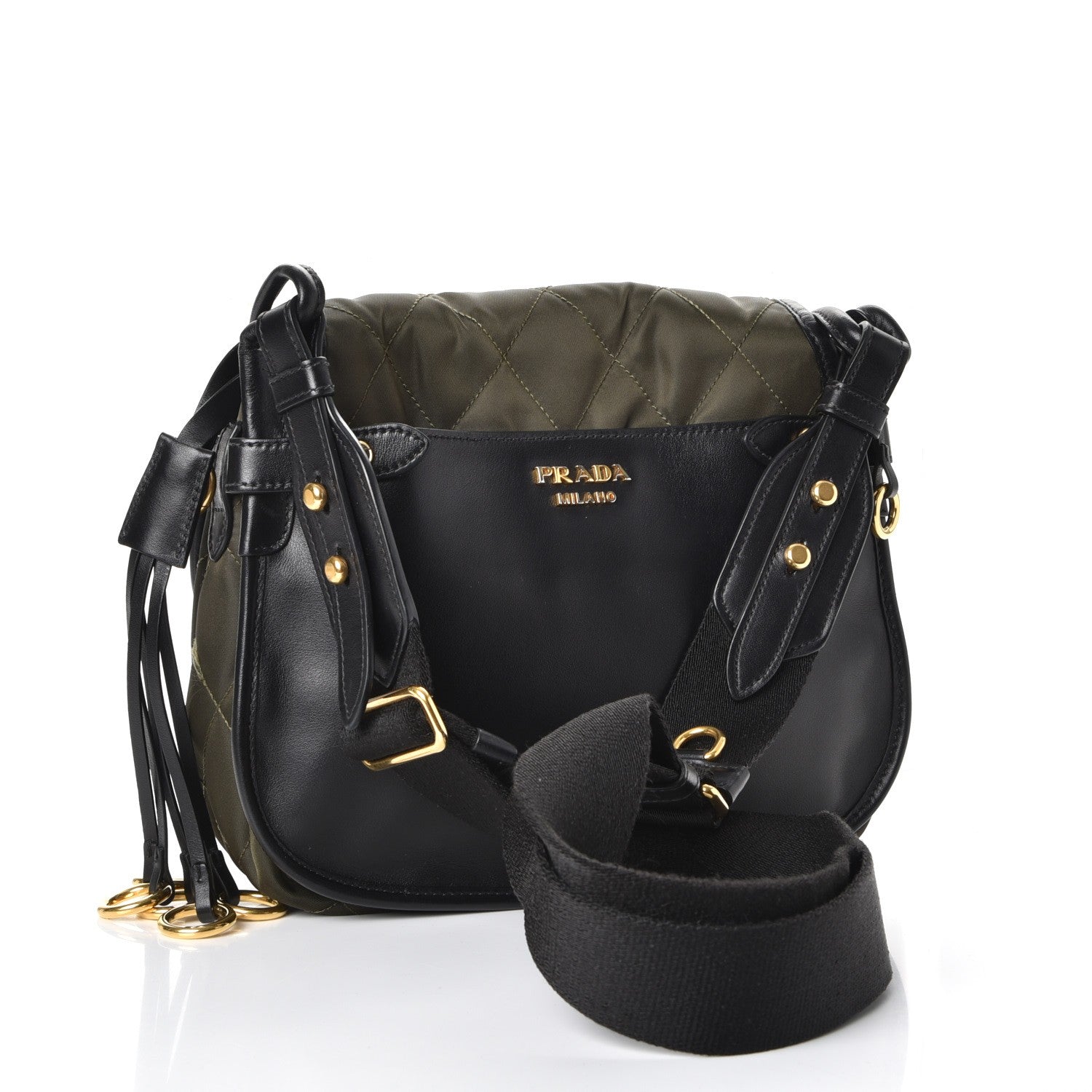 Prada Nylon Calf Quilted Corsaire Bag Militare Nero Black 3 of 7