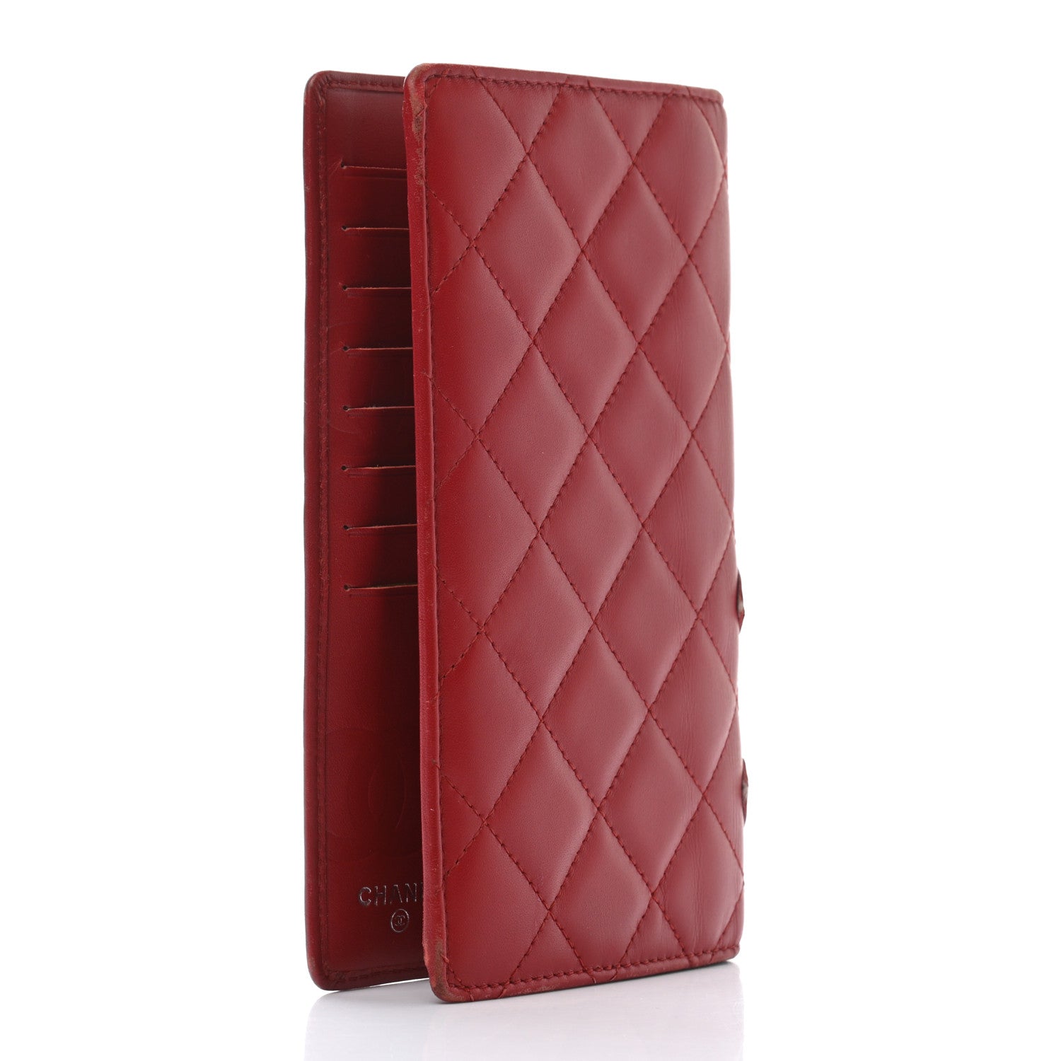 Chanel Calfskin Quilted Cambon Yen Wallet Red 3 of 14