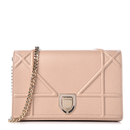 Christian Dior Grained Calfskin Diorama Wallet on Chain Pouch Nude 1 of 9
