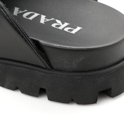 Prada City Calfskin Triangle Mens 20mm Flat Mules 12 Black 9 of 10