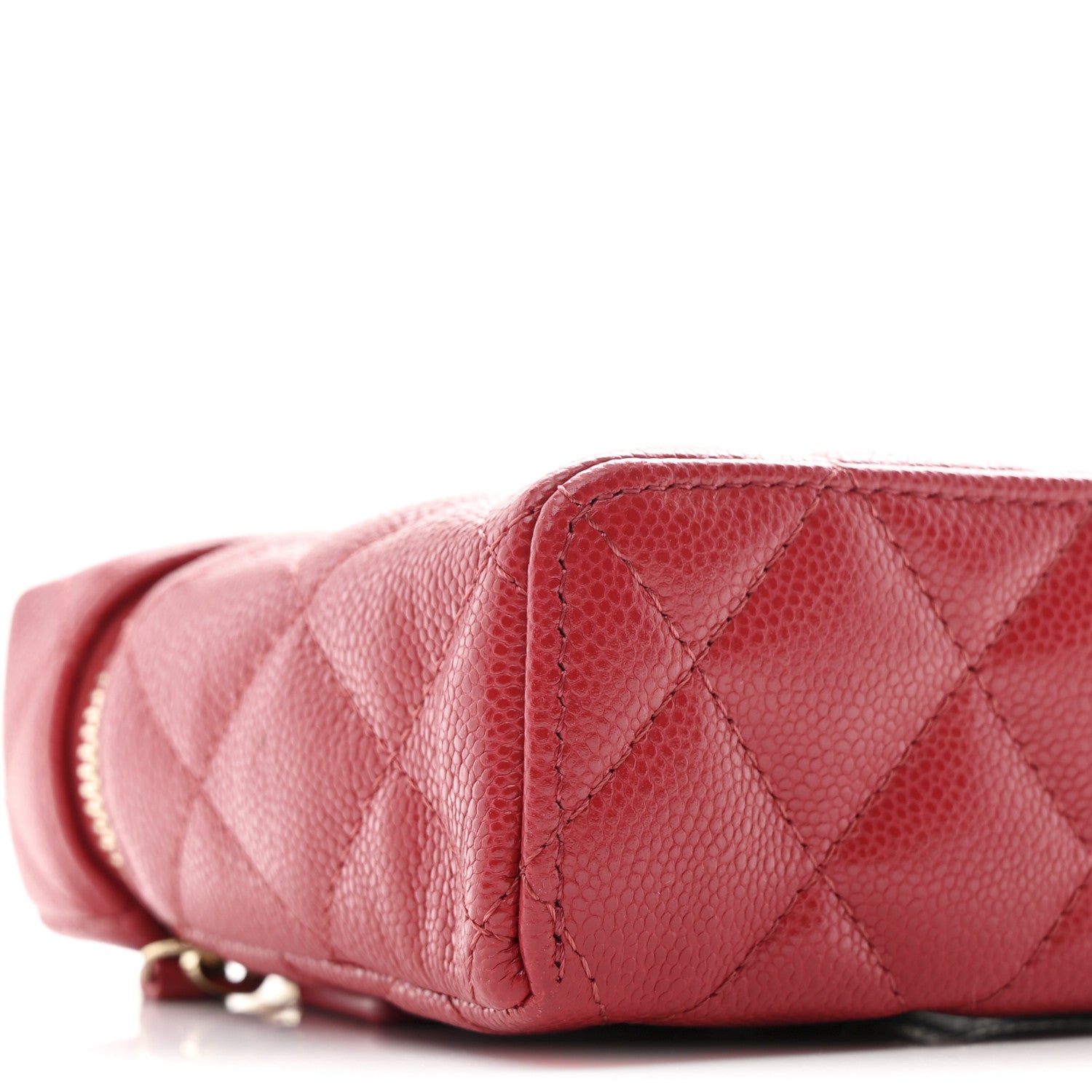 Chanel Caviar Quilted Top Handle Slim Vanity With Chain Red 9 of 11