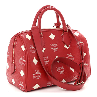 MCM Maxi Visetos Medium Ella Boston Bag Candy Red 3 of 9