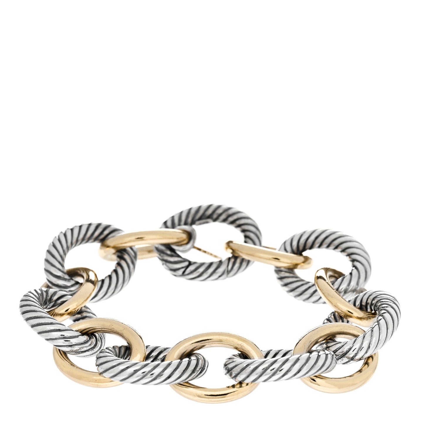 Sterling Silver 18K Yellow Gold 18mm Extra Large Oval Link Bracelet
