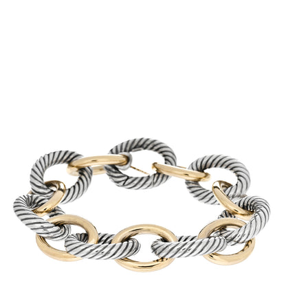 David Yurman Sterling Silver 18K Yellow Gold 18mm Extra Large Oval Link Bracelet 1 of 5