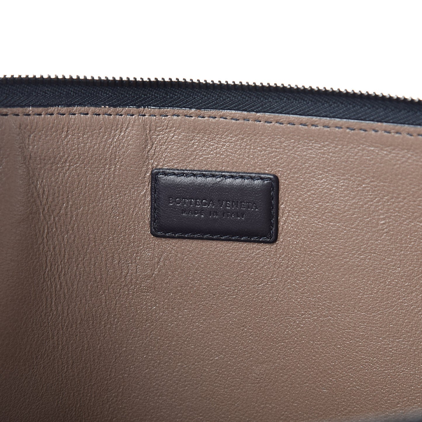 Nappa Intrecciato Flat Zip Pouch Navy Black