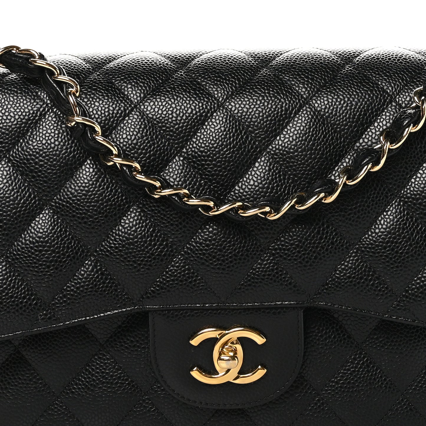Caviar Quilted Jumbo Double Flap Black